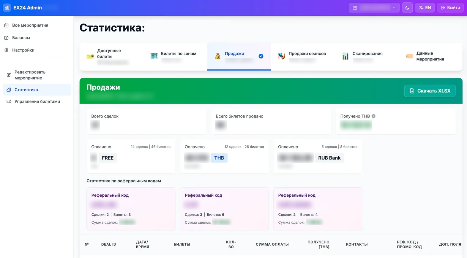 Интерфейс управления схемой зала: 3